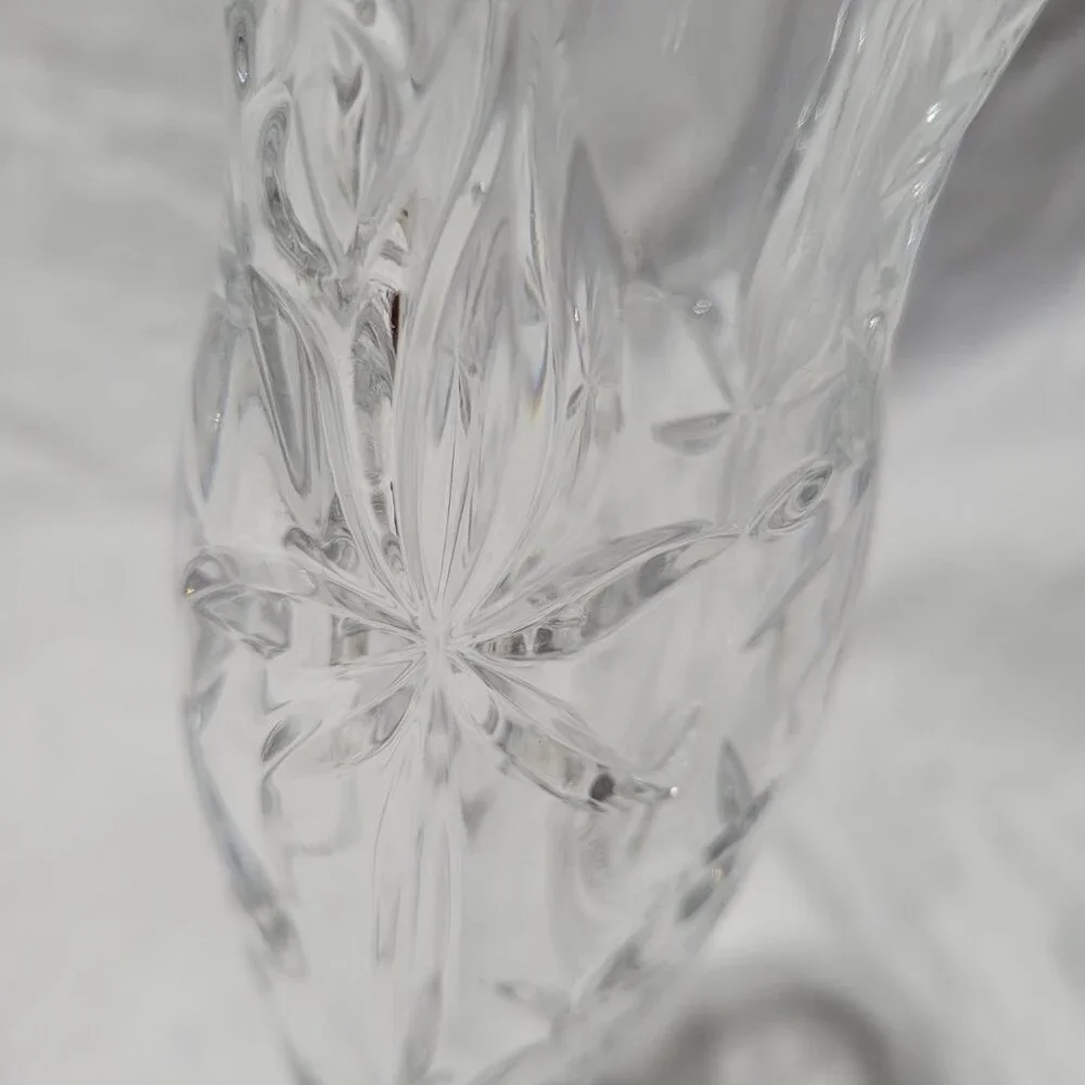 Gorham Etched Flower Bud Vase Fine Crystal Clear 8 in Czech Republic Etched